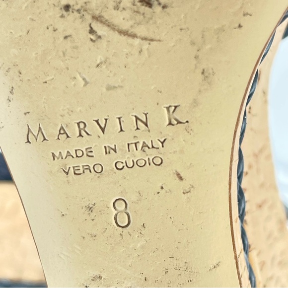 Marvin K Italian Black Wedge Heels ‘Bianca’ Mesh Cork High Heel Sandals | Size 8 - Picture 11 of 13